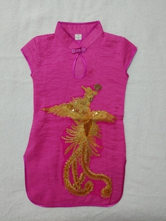 Vestido Infantil Fênix Pink- Gola com abertura em gota