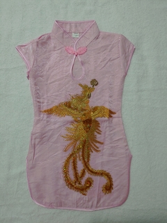 Vestido Infantil Fênix Rosa Claro - Gola com abertura em gota