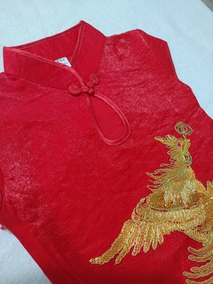 Vestido Infantil Fênix Vermelho - Gola com abertura em gota na internet