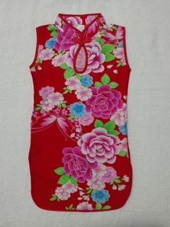 Vestido Infantil Com Estampa De Flores - Vermelho