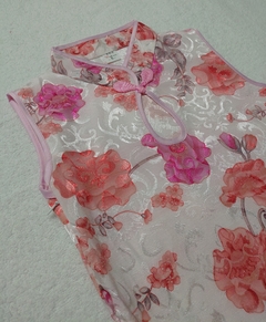 Vestido Infantil em algodão Floral bronze e rosa na internet