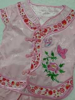 Conjunto Oriental Infantil Bordado Rosa Moranguinhos - comprar online