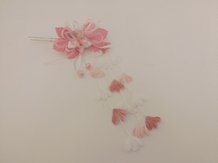 Kanzashi Arranjo De Cabelo Oriental Rosa - modelo 2