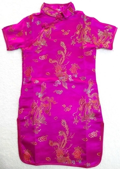 Vestido Infantil Com Estampa De Dragão E Fênix - Rosa Pink - comprar online