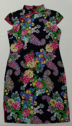 Vestido curto Floral Oriental em algodão