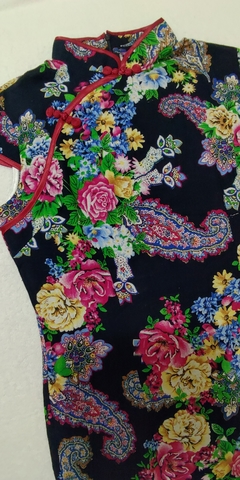 Vestido curto Floral Oriental em algodão na internet