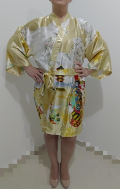 Kimono curto em poliéster Gueixa - Dourado - comprar online
