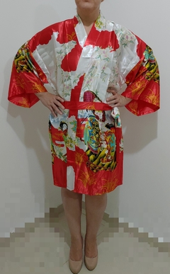 Kimono curto em poliéster Gueixa - Vermelho - comprar online