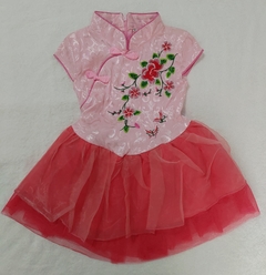 Vestido Infantil Com Estampas De Flores Rosa