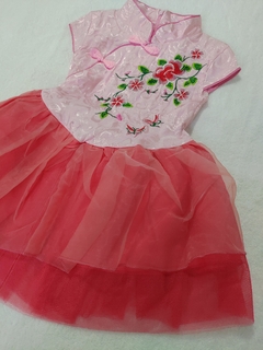 Vestido Infantil Com Estampas De Flores Rosa na internet