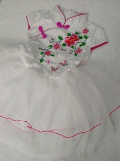 Vestido Infantil Com Estampas De Flores Branca - comprar online