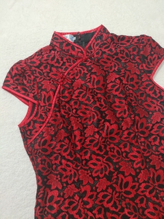 Vestido Curto Oriental Floral - Vermelho - loja online