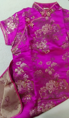 Vestido bordado Flor fortuna - Rosa Pink - comprar online