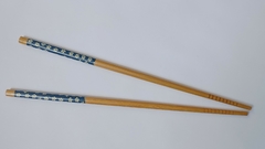 Hashi Para Cabelo Em Madeira - Kit 1 Par / Azul