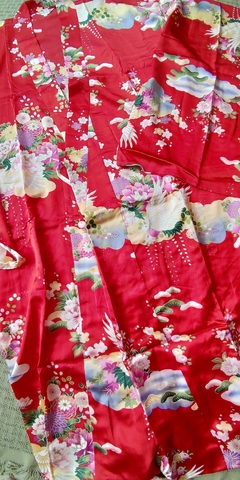 Yukata Vermelha em Seda Tsuru - loja online