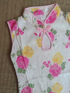 Vestido Infantil em algodão Floral Amarelo e Rosa - comprar online