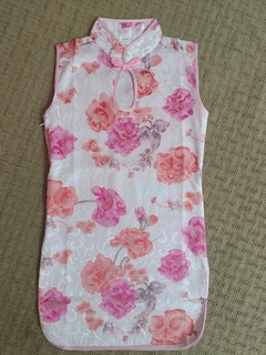 Vestido Infantil em algodão Floral bronze e rosa