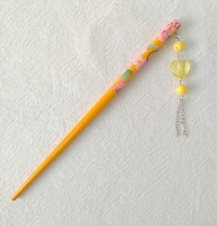 Palito Hashi Oriental Para Cabelo - amarelo