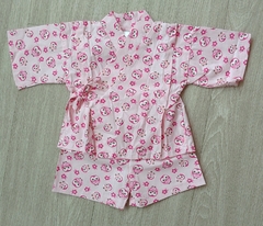 Conjunto Kimono Infantil Rosa Corujas