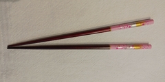 Hashi para cabelo em madeira - Kit 1 Par - Flor cerejeira - Rosa