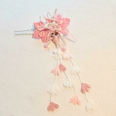 Kanzashi Arranjo De Cabelo Oriental Rosa - modelo 2