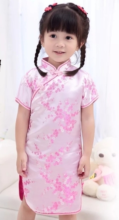 Vestido Infantil Com Estampa De Flor De Cerejeira - Rosa