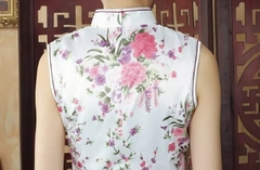 Vestido De Cetim Com Estampa Flor Da Fortuna - Branco * - Kimonos Liberdade