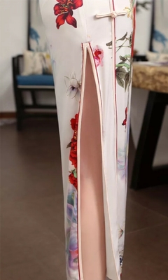 Vestido Oriental Longo Off White Flor Da Fortuna - loja online