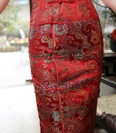 Imagem do Vestido Longo Com Estampa Imperial - Vermelho