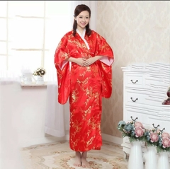 Yukata Feminina Vermelha Com Estampa Flor De Cerejeira - comprar online