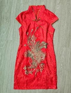 Imagem do Vestido Curto Com Estampa De Pavão - Vermelho *