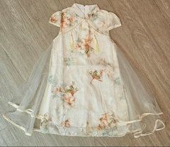 Imagem do Vestido Infantil Floral com Tule e Pingente - Creme