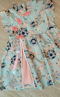 Imagem do Vestido Infantil algodão Flor Sakura com Pingente - Rosa