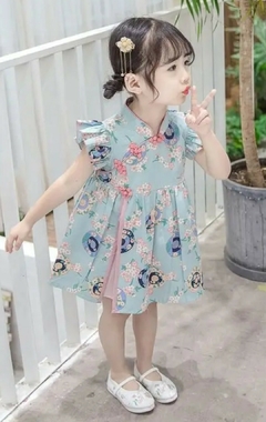 Vestido Infantil algodão Flor Sakura com Pingente - Rosa - Kimonos Liberdade