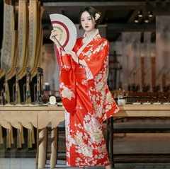 Yukata Feminina adulto Vermelha Floral - Kimonos Liberdade