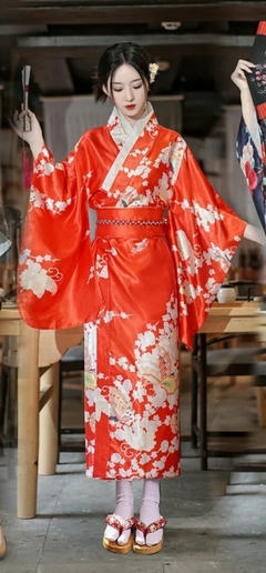 Imagem do Yukata Feminina adulto Vermelha Floral