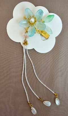 Kanzashi acessório para cabelo em resina - azul água - comprar online