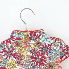 Vestido Infantil Oriental em algodão - Flores