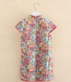 Vestido Infantil Oriental em algodão - Flores - loja online