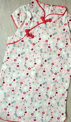 Vestido Infantil Oriental em algodão - Coelhinhos - loja online