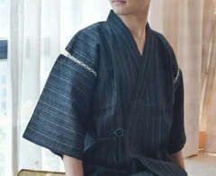 Kimono Japonês Jimbei SIJIRAORI Infanto- Juvenil - Azul escuro
