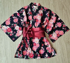 Kimono em algodão Japonês Flor Fortuna