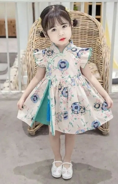 Vestido Infantil algodão Flor Sakura com Pingente - Verde água na internet