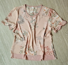 Blusa Bata em Viscose estilo Oriental Rosê
