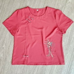 Blusa oriental Rosê Bordada - Leque na internet