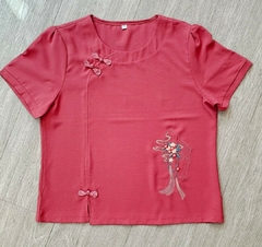 Blusa oriental Rosê Bordada - Leque