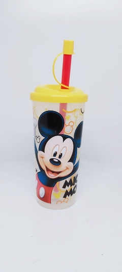 Vaso plástico con tapa y sorbete #Mickey - comprar online