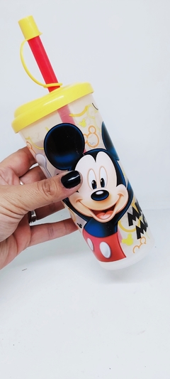 Vaso plástico con tapa y sorbete #Mickey