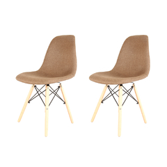 Silla Eames Tapizada Marrón Claro x2