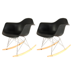 Sillón Mecedor Eames Negro x2